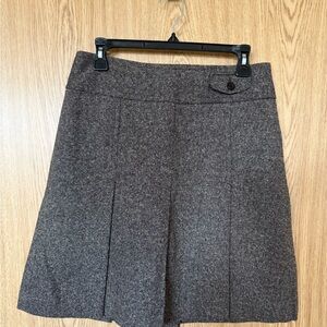 LOFT Charcoal Pleated Tweet A-Line Casual Skirt